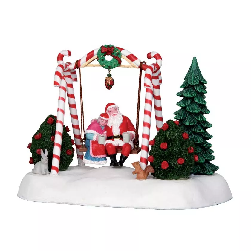 eminza Personnages Lemax à piles Balançoire du Père Noël