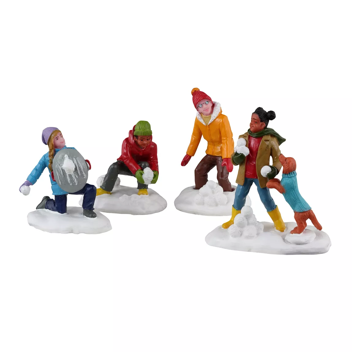 Lemax Figuren (Set van 4) Sneeuwgevecht