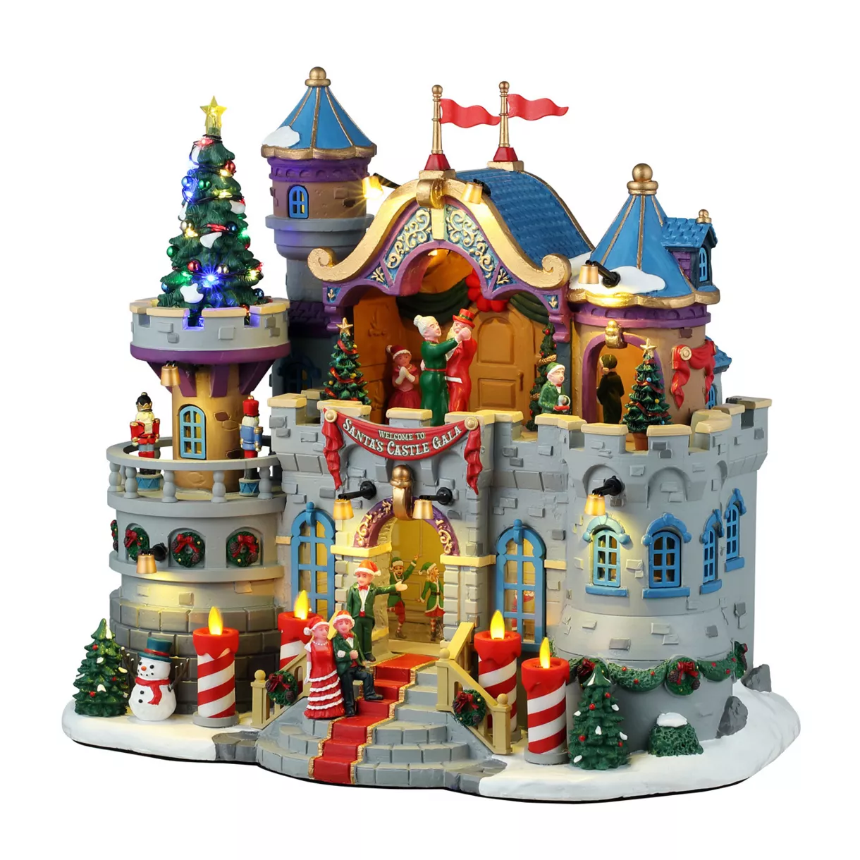 Villaggio di Natale Lemax luminoso, musicale e animato Gala al castello di Babbo Natale