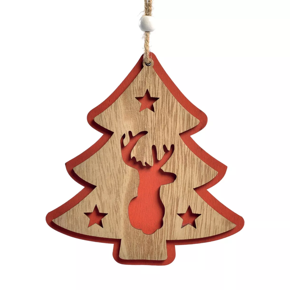 Houten kerstboom om op te hangen (H12 cm) Bosrendier