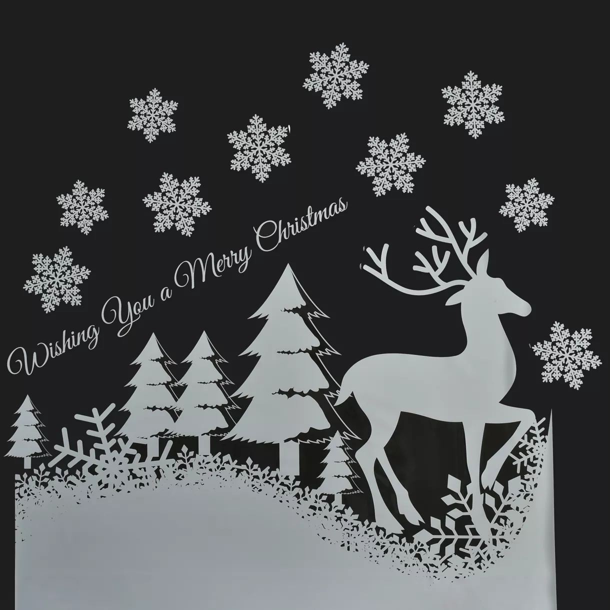 Weihnachtsaufkleber für Fenster Landschaft Frohe Weihnachten