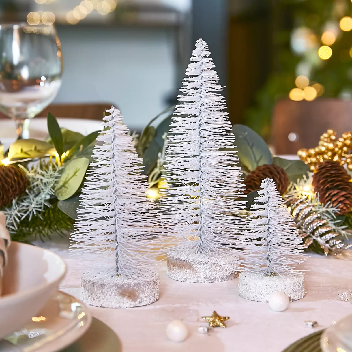 Set de décorations à parsemer 3 sapins Blanc 1