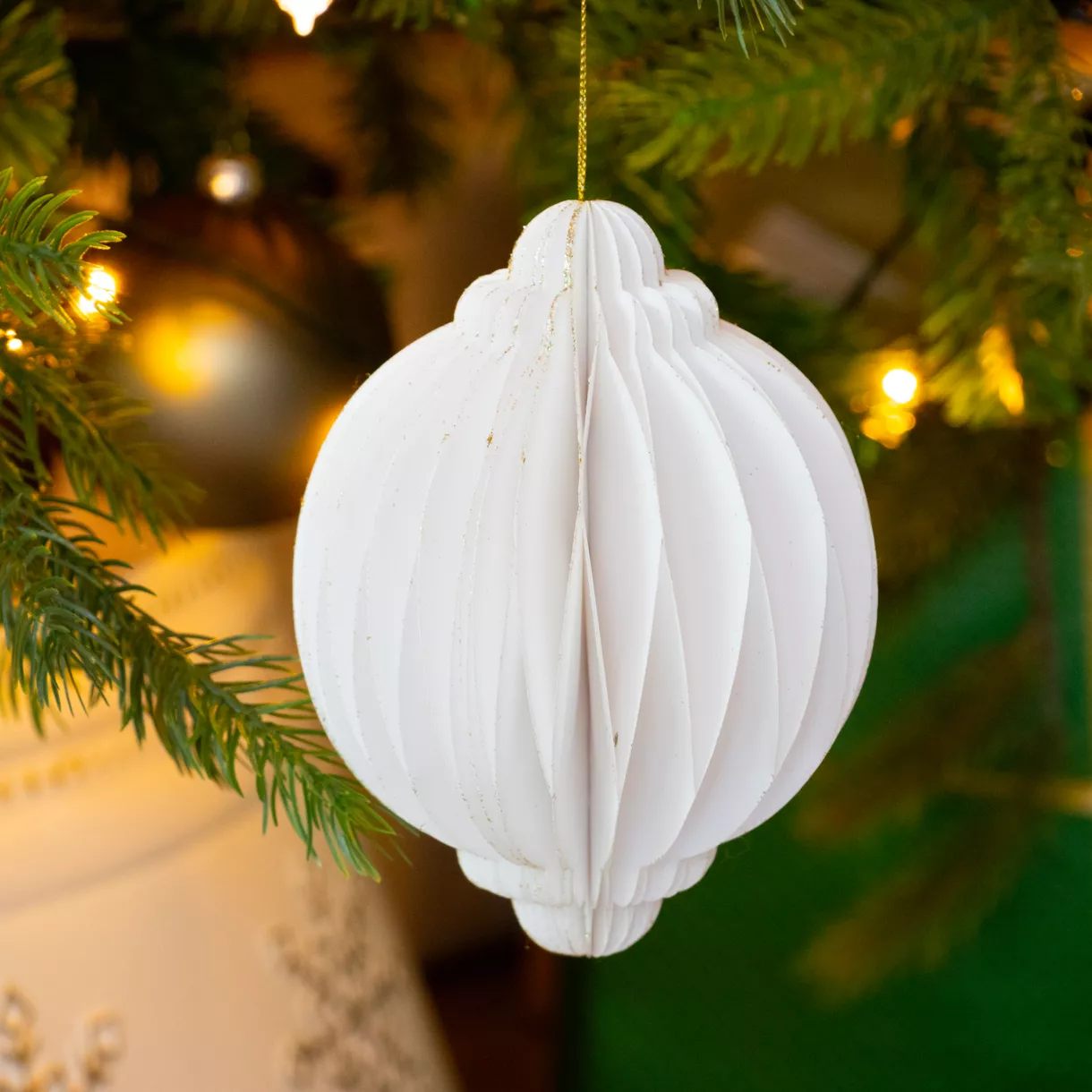 Cebolla de papel para colgar (H15 cm) Cierre Magnético Blanco
