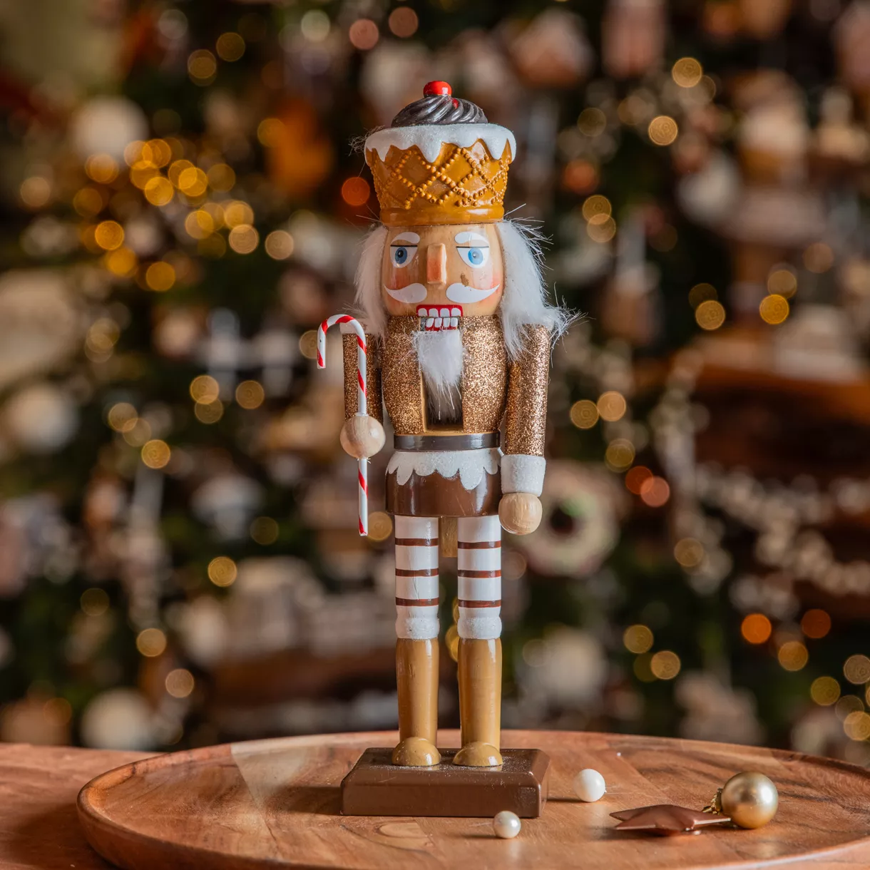 eminza Soldat Casse-noisette en bois (H25 cm) Pâtissier Doré