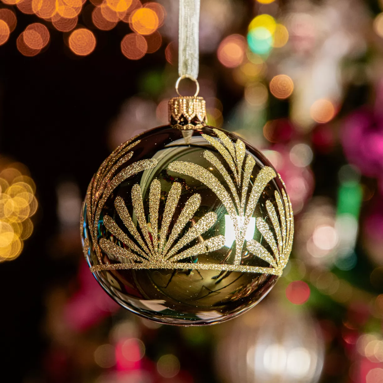 6er Set Weihnachtskugeln aus Glas (D80 mm) Luxury Tannengrün