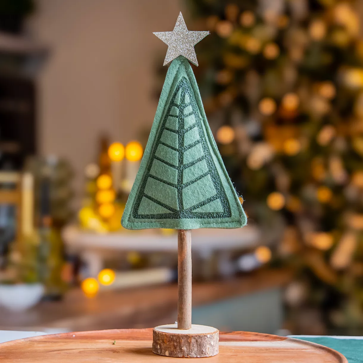 Vilt kerstboom om neer te zetten (H27 cm) Alpin Groen rozemarijn
