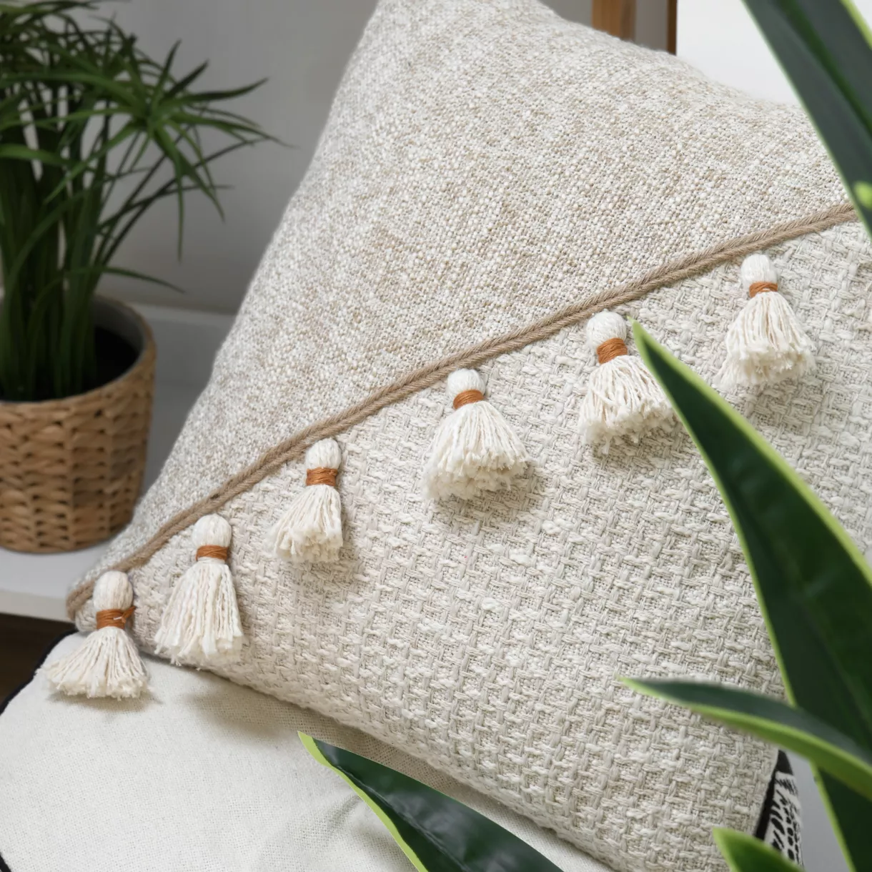 Vierkant katoenen kussen (45 x 45 cm) Ziana Beige