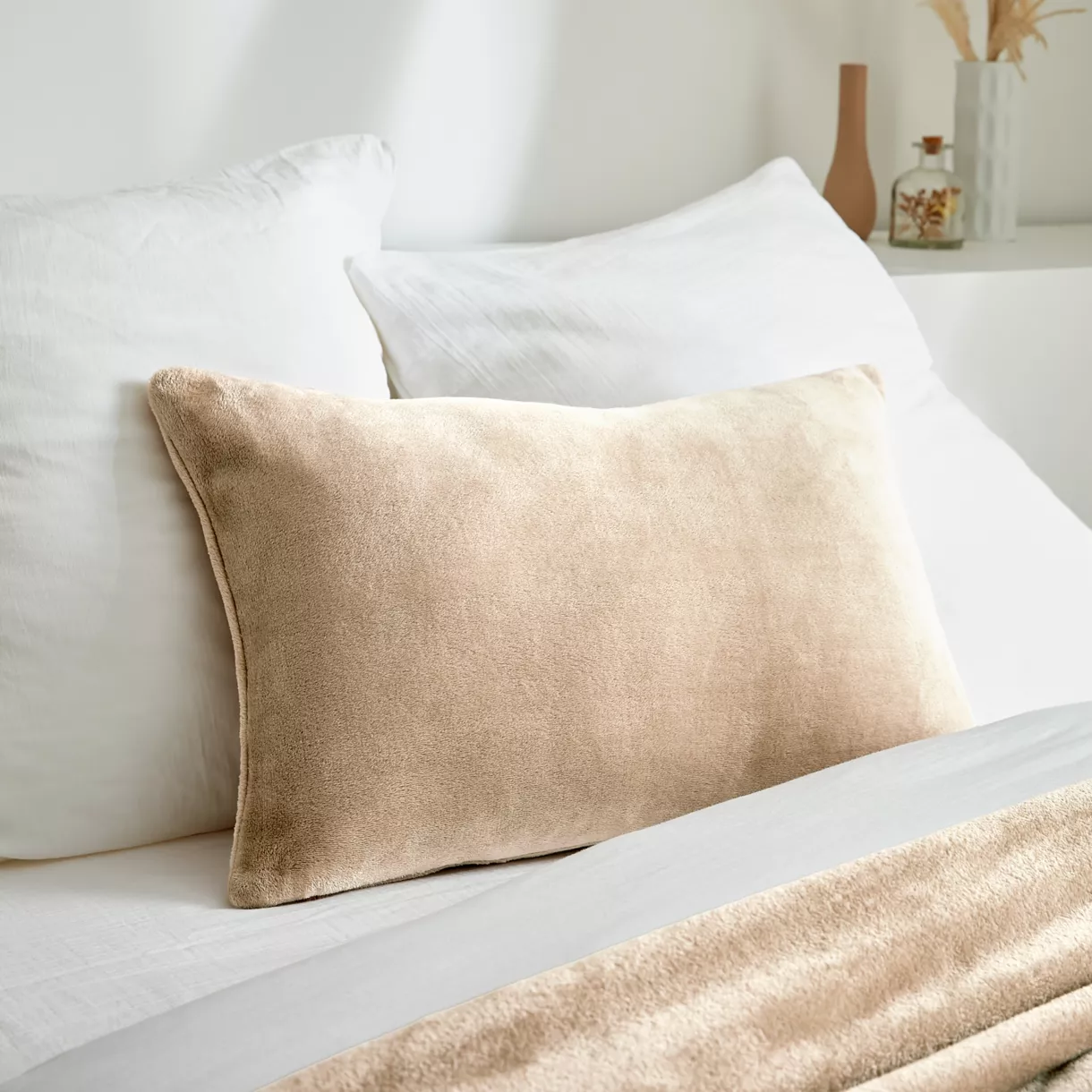 Housse de coussin rectangulaire flanelle (40 x 60 cm) Didou Marron glacé