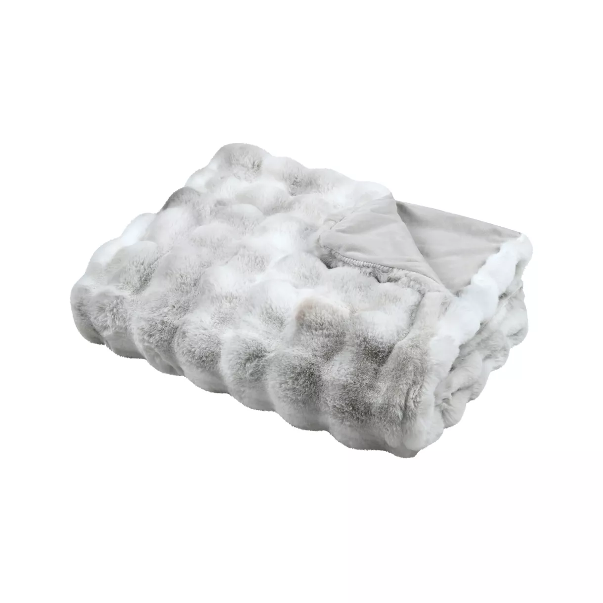 Plaid fausse fourrure (130 x 150 cm) Nebraska Gris perle