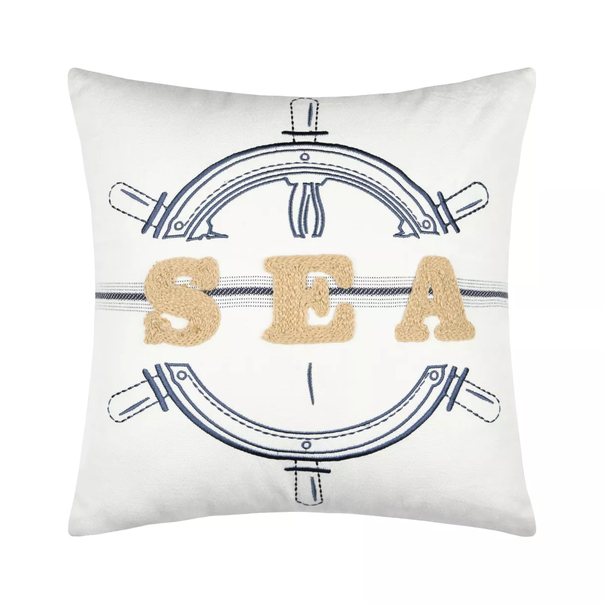 Coussin carré coton (45 x 45 cm) Maritime Bleu marine