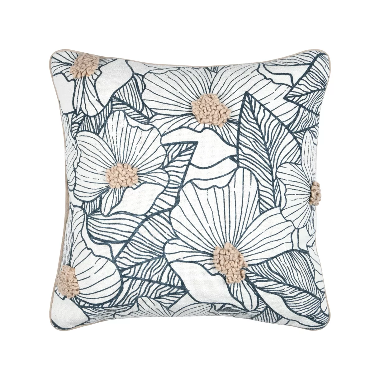 Coussin carré coton (40 x 40 cm) Eugénie Bleu
