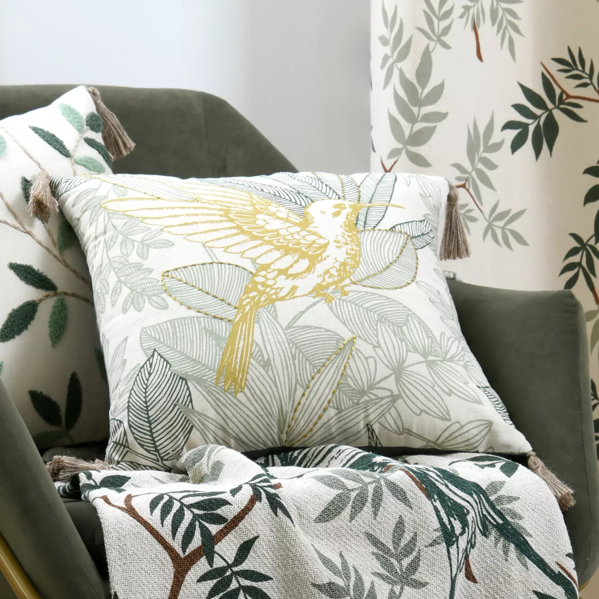 Coussin carré coton (40 x 40 cm) Botanys Or