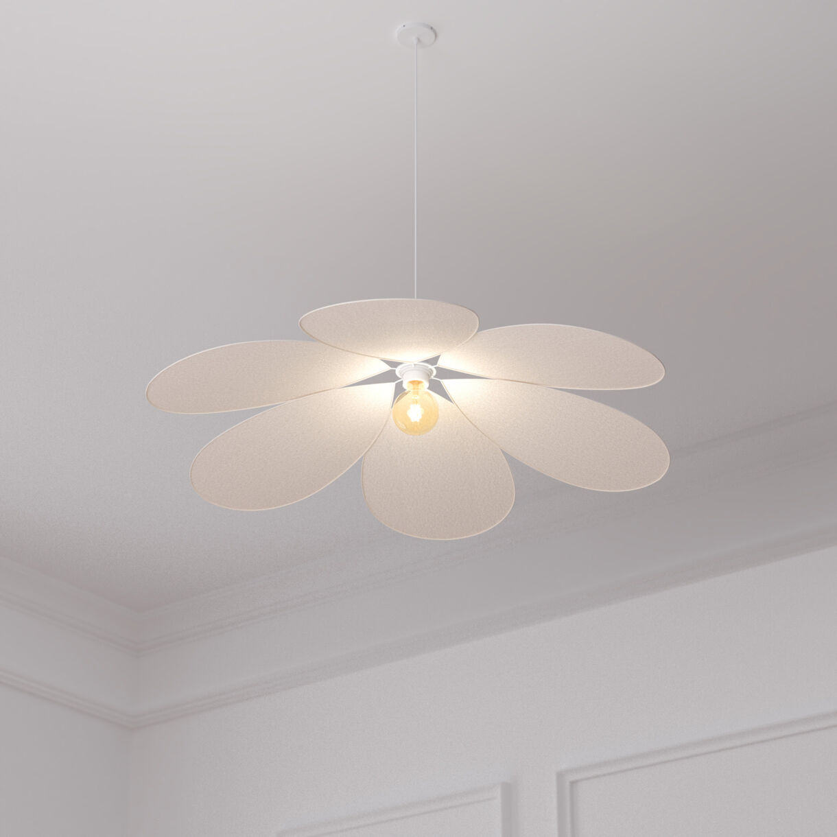 Hangende lichtpunt katoenen bloemblaadjes (D72 cm) Naya Beige