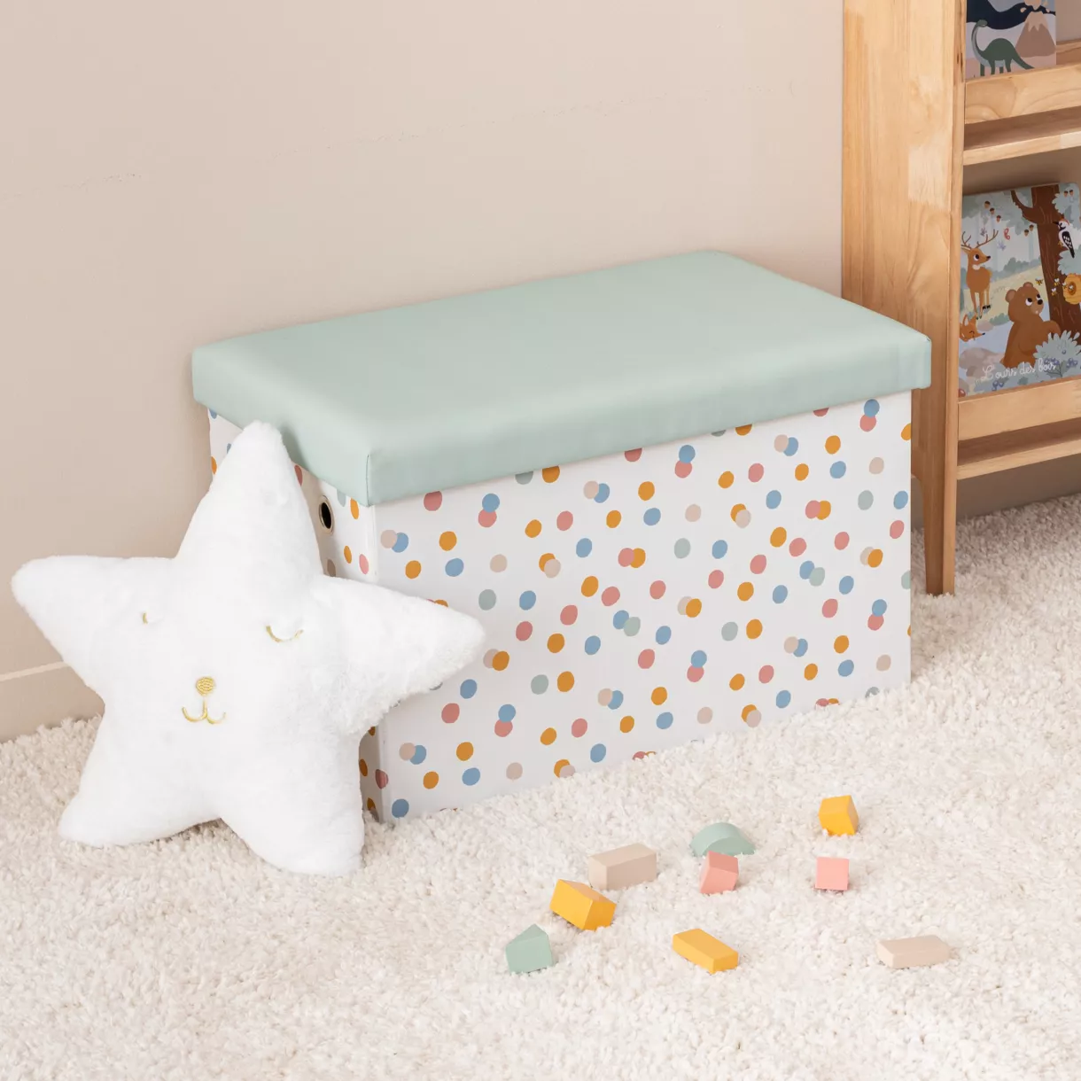 Opvouwbare kinder opberg poef (57 x 36 cm) Enio Multicolor