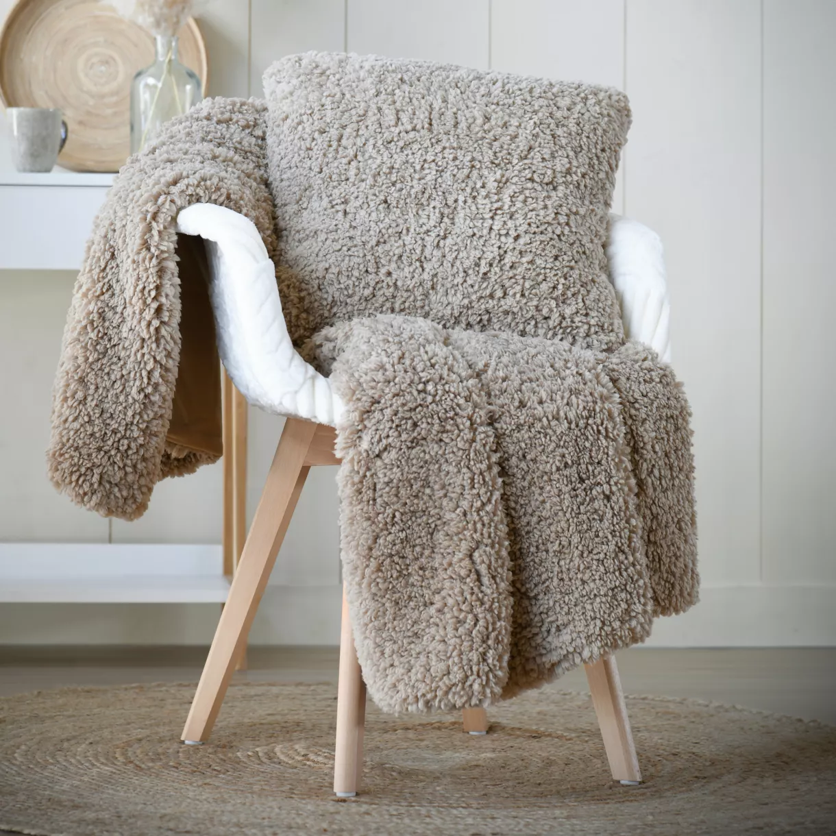 Nepbont plaid (130 x 150 cm) Dudley Taupe