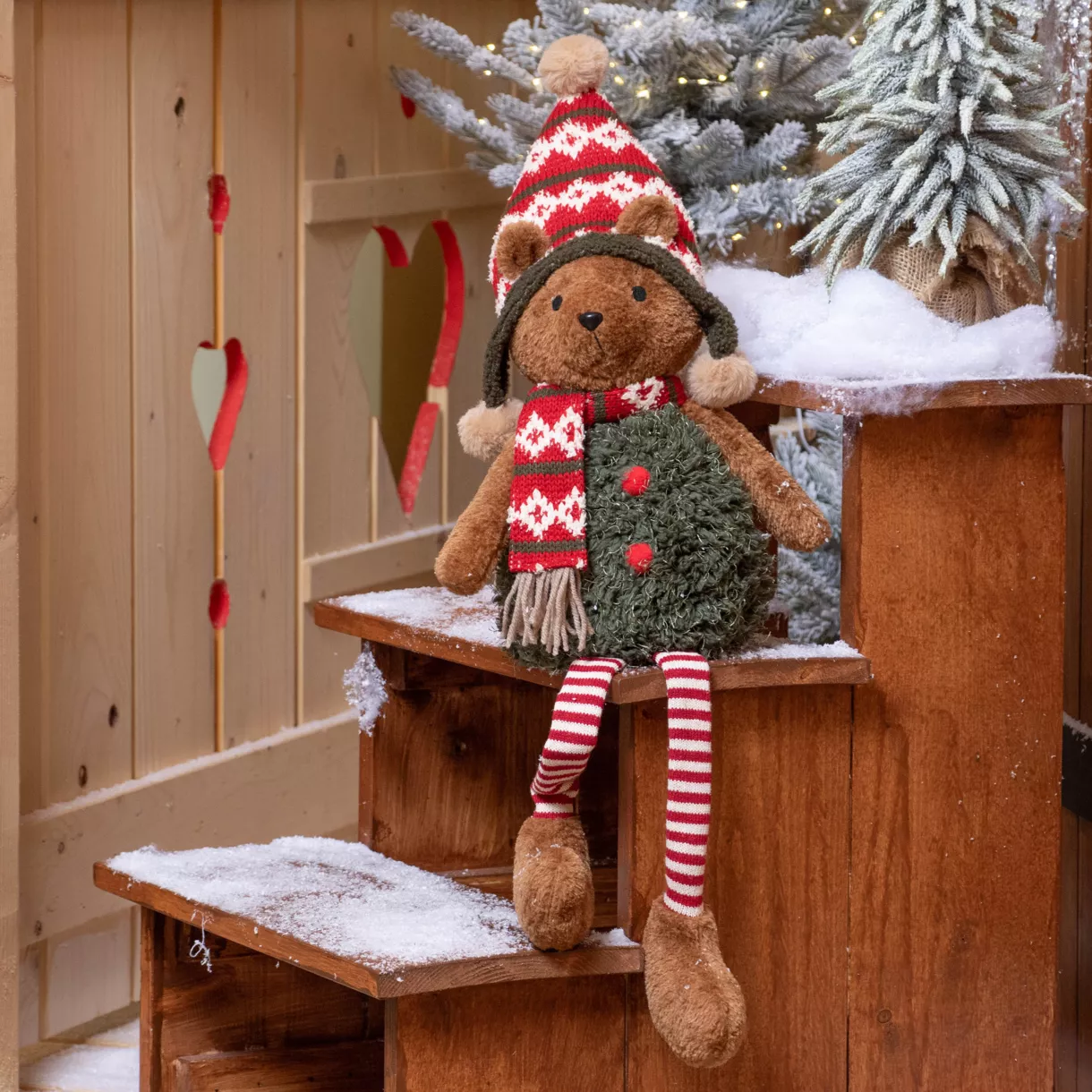 eminza Ourson de Noël déco (H68 cm) Max à la montagne