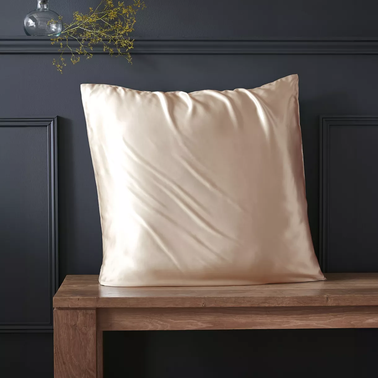 Taie d'oreiller carrée soie de mûrier (63 x 63 cm) Mizuki Beige pampa