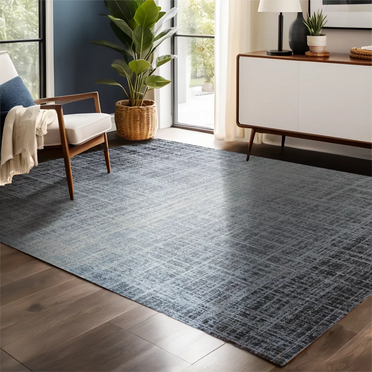 Alfombra rectangular de salón de jacquard (160 x 230 cm) Shiraz Plata