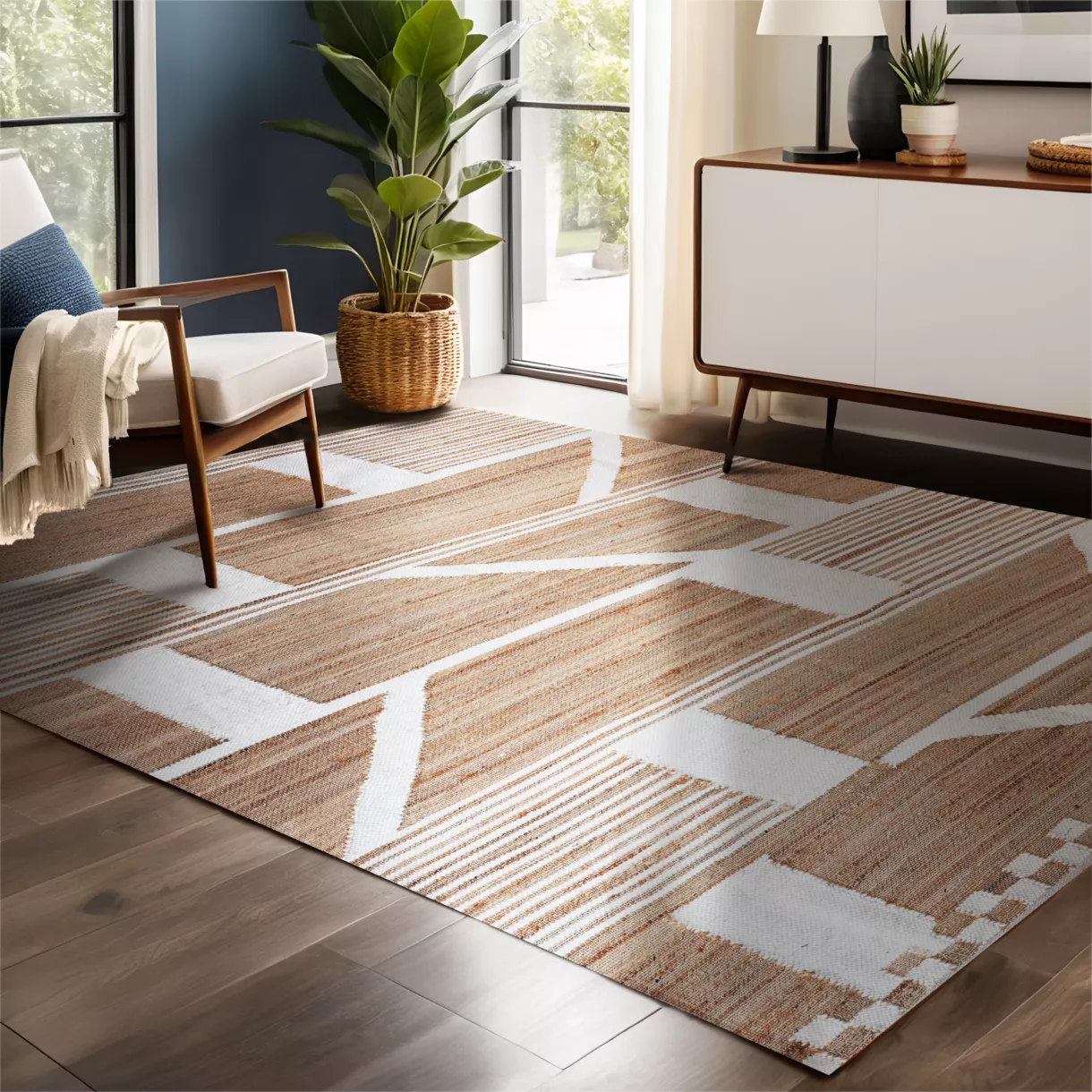Rechthoekig jute vloerkleed (140 x 200 cm) Parijs Beige