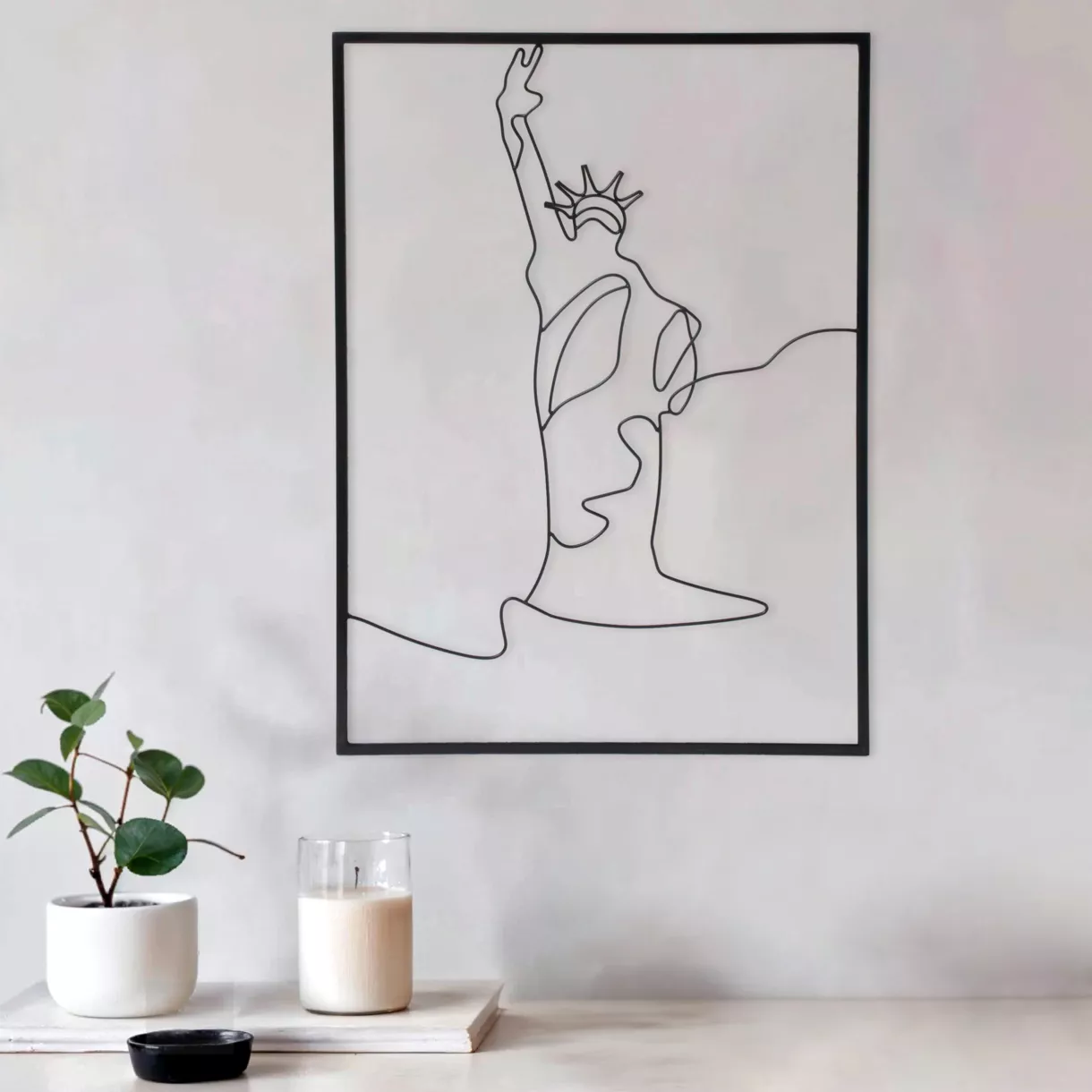 Decoración mural de metal (H40 cm) Estatua de la Libertad Negro