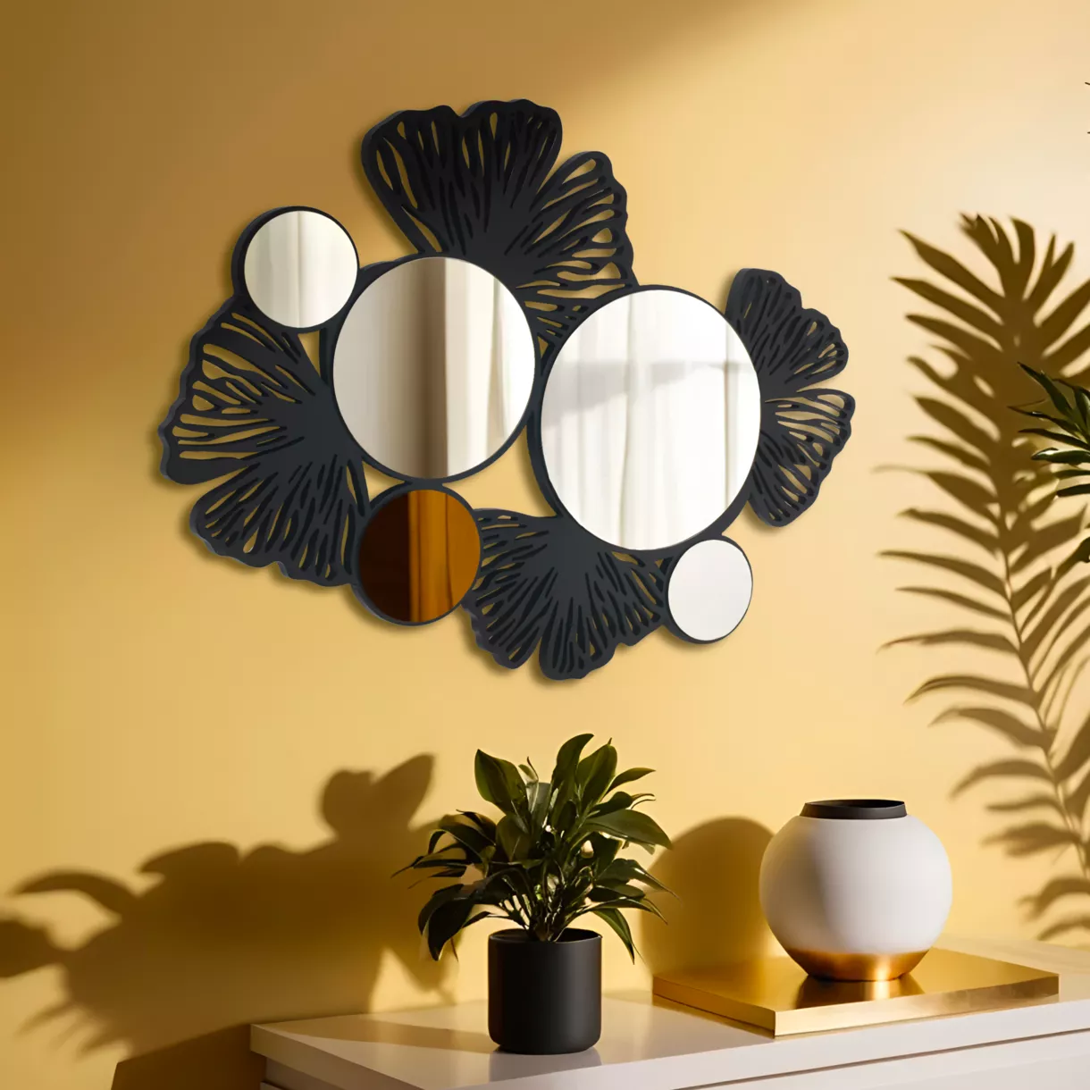 Decoration mural  avec miroir Ginkgo-L77 cm 