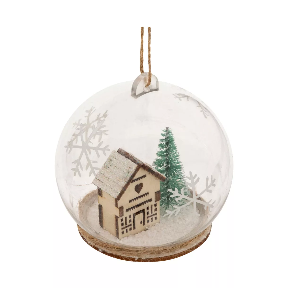 BOULE DE NOEL PLAST INT MAISON NEIG 80MM