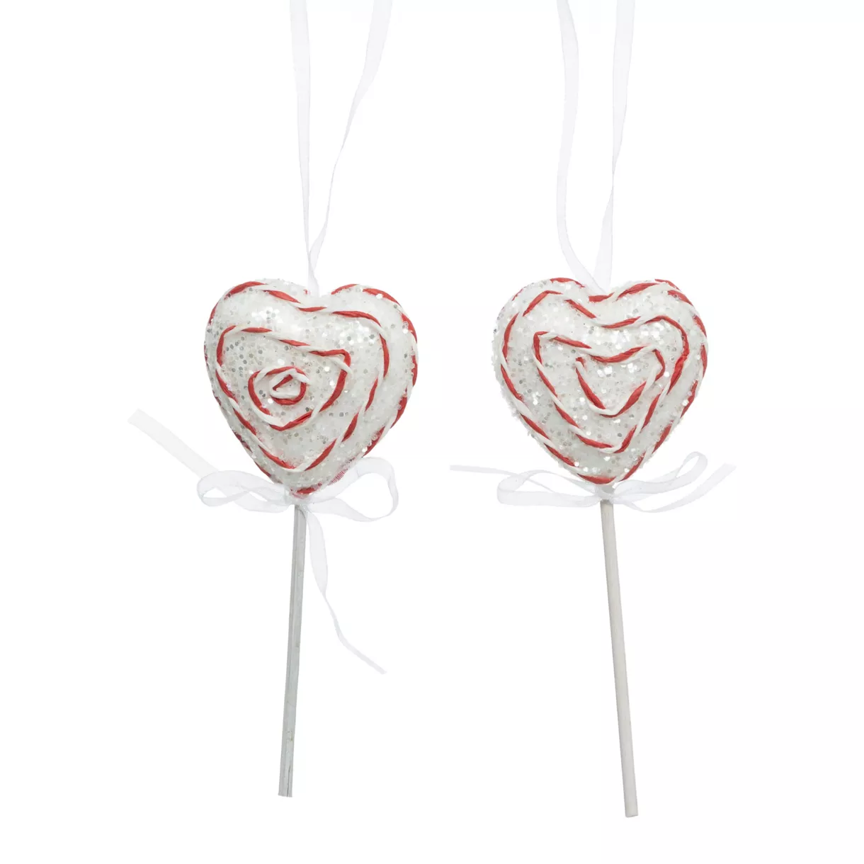 Set di 2 lecca lecche da appendere (H11 cm) Cuore dolce e glitterato