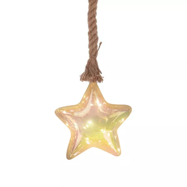 Estrella luminosa cristal brillante a pilas	 Blanco cálido 24 LED