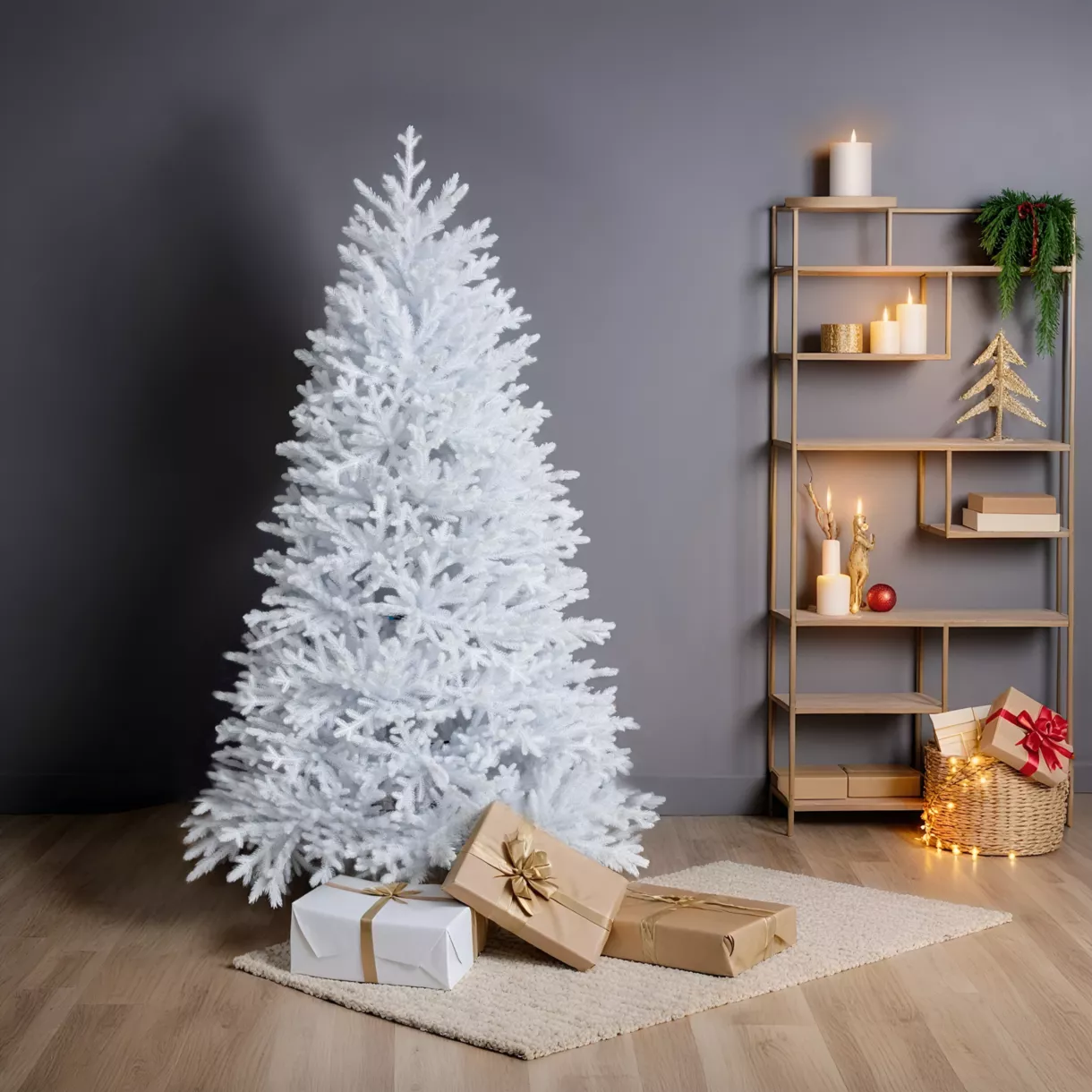 eminza Sapin de Noël artificiel H180 cm Quebec Blanc