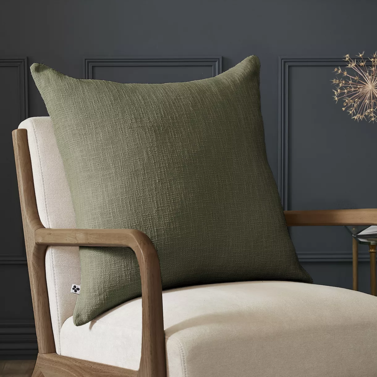 Coussin dŽhoussable 60 x 60 cm Slub SIXTINE Thym