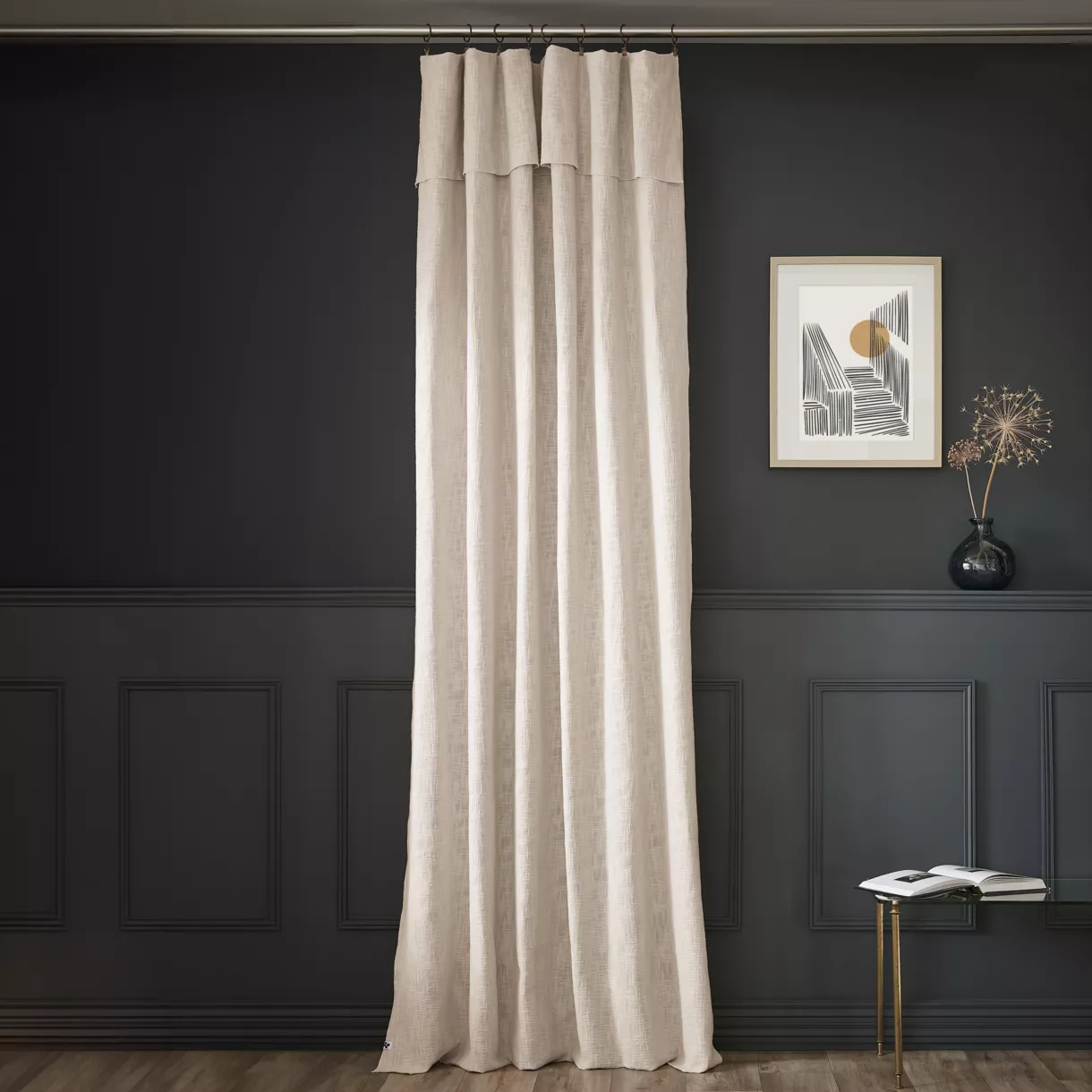 Cortina de algodón ajustable (140 x max 270 cm) Sixtine Beige
