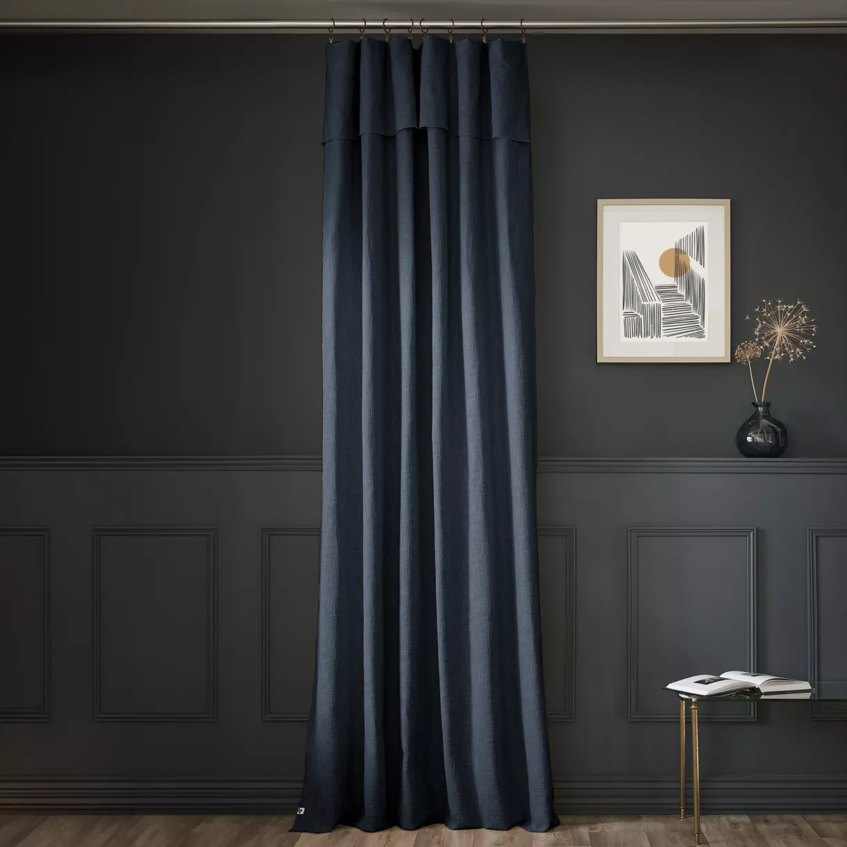 Cortina de algodón ajustable (140 x max 270 cm) Sixtine Azul noche