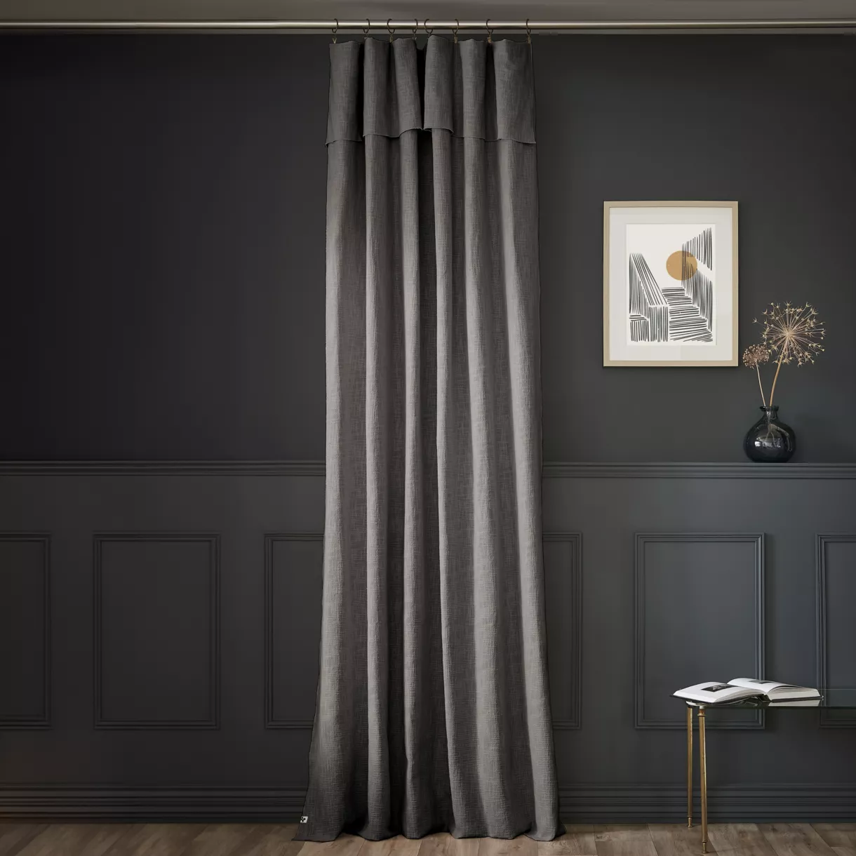 Cortina de algodón ajustable (140 x max 270 cm) Sixtine Gris oscuro