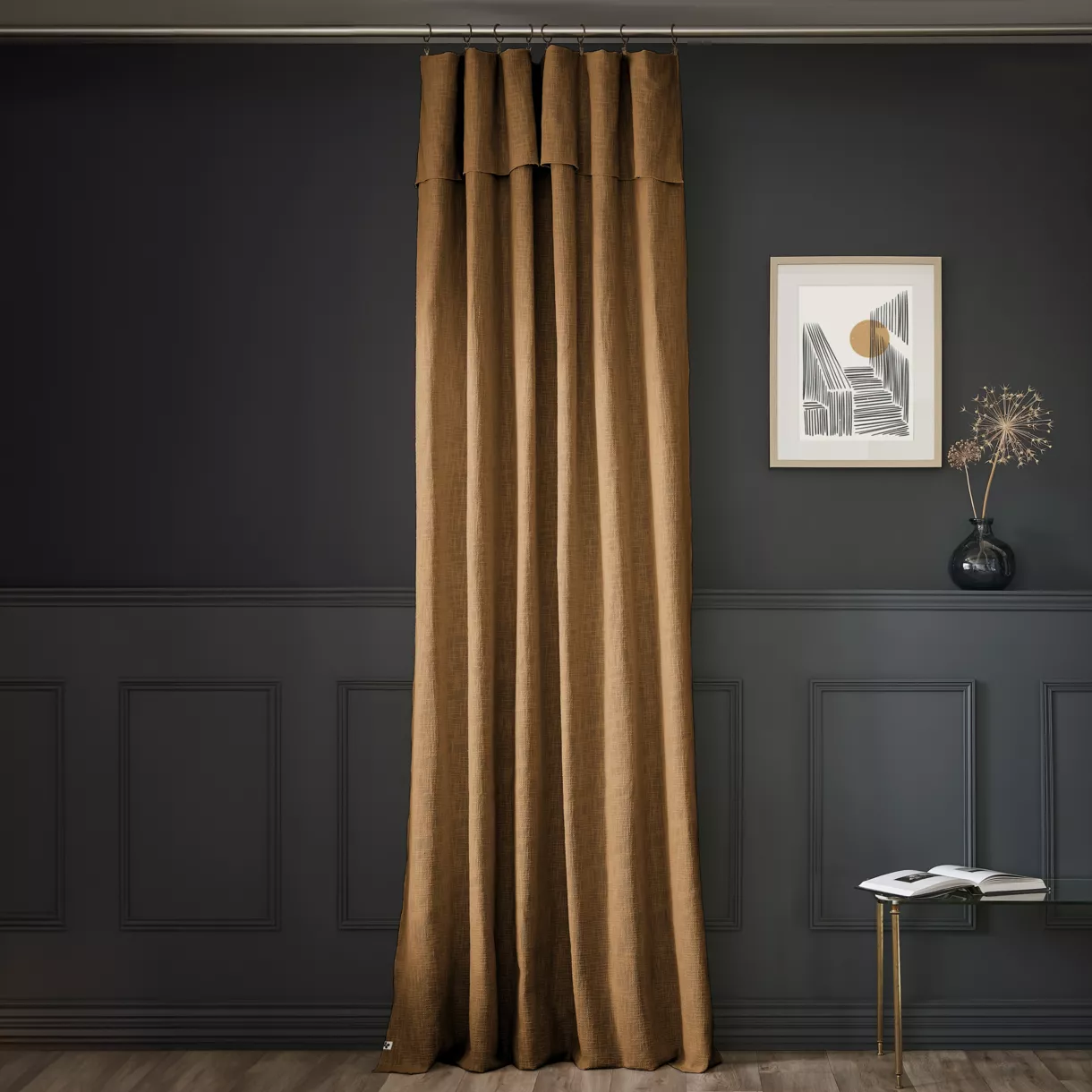 Cortina de algodón ajustable (140 x max 270 cm) Sixtine Camel