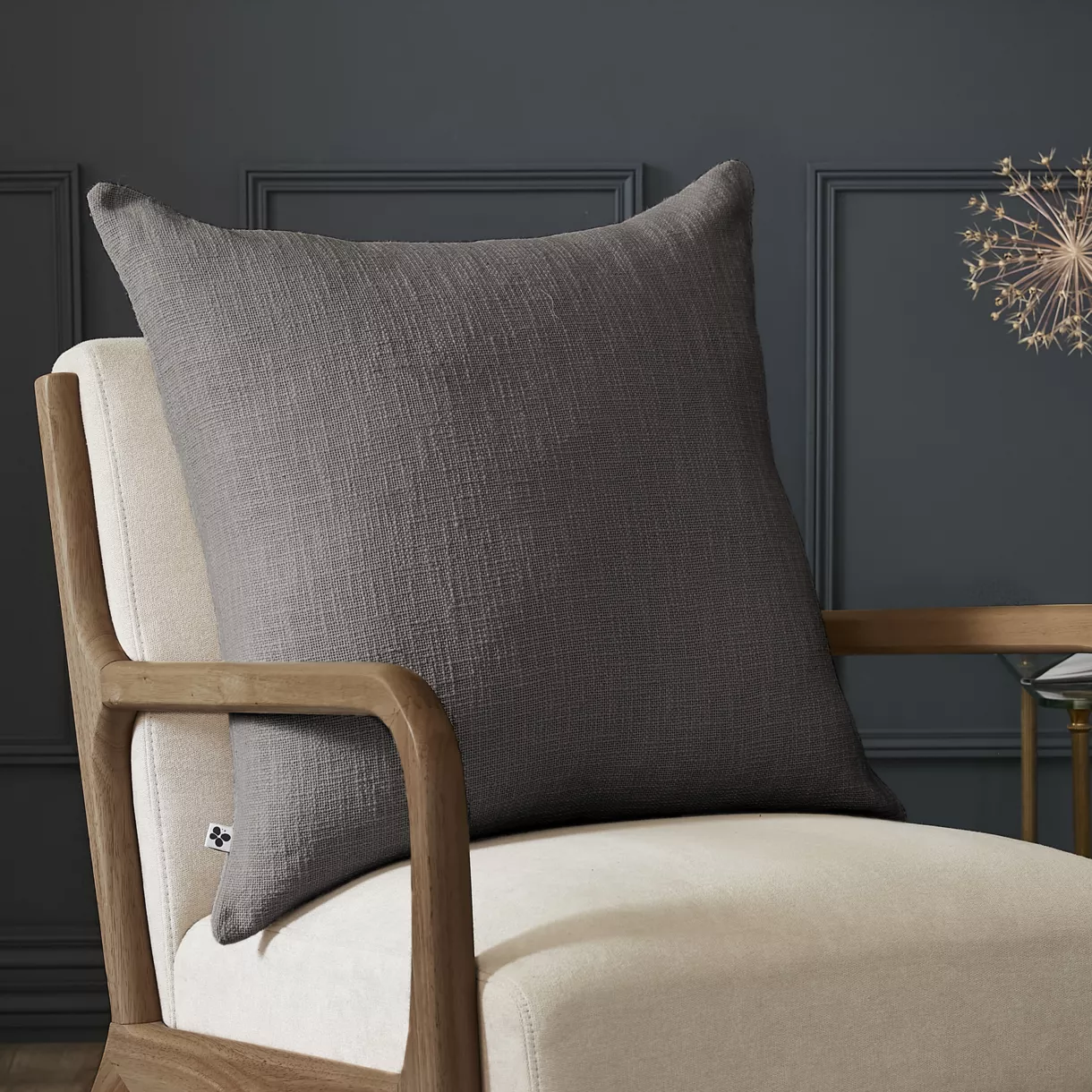 Coussin dŽhoussable 60 x 60 cm Slub SIXTINE Ardoise