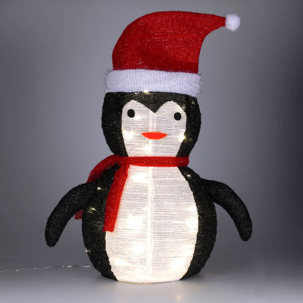 Pingouin lumineux à piles (H68 cm) Pliable Noir