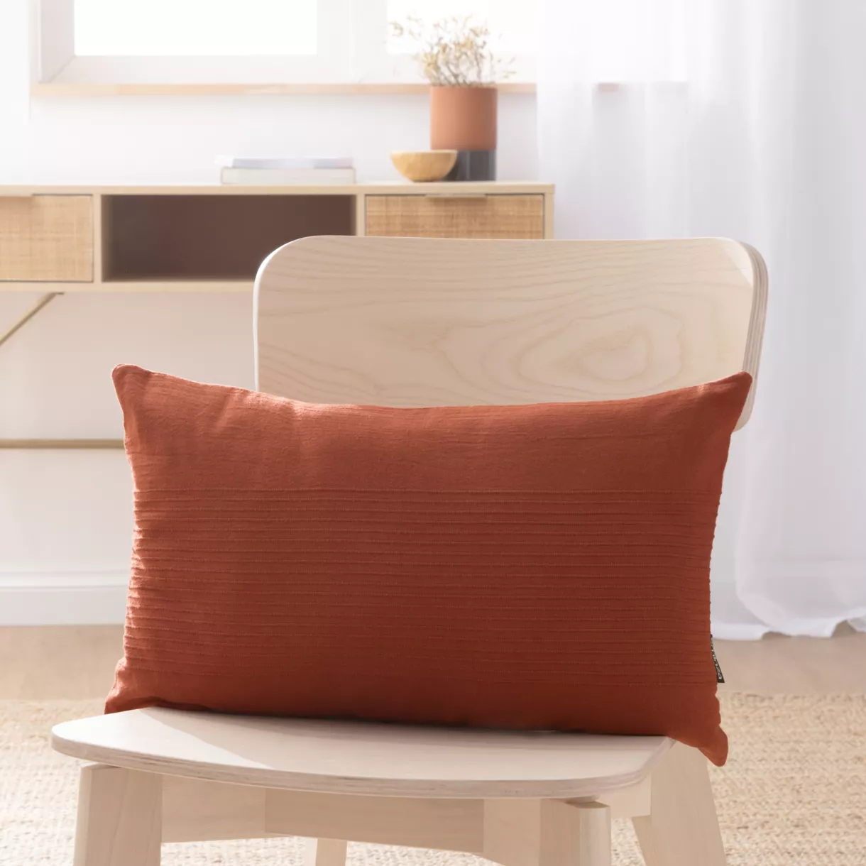 Funda de cojín rectangular algodón tejido (30 x 50 cm) Léa Terracota