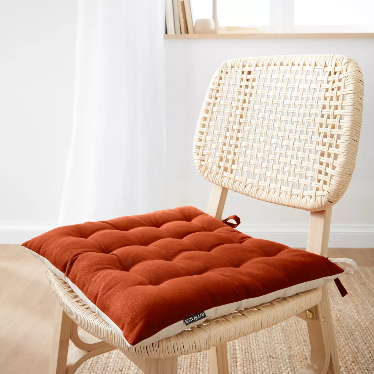 Stoelkussen vierkant katoen (40 x 40 cm) Pixel Tweekleurig Terracotta / Beige
