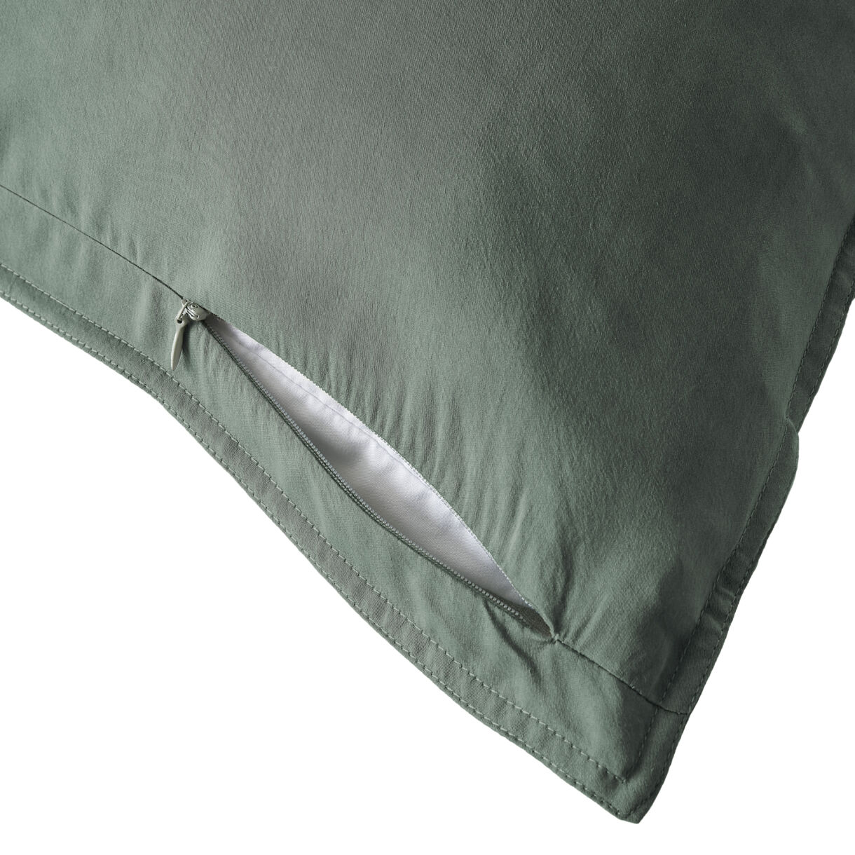 Federa cuscino rettangolare letto in lyocell Tencel™ lavato (50 x 70 cm) Olivia Verde rosmarino