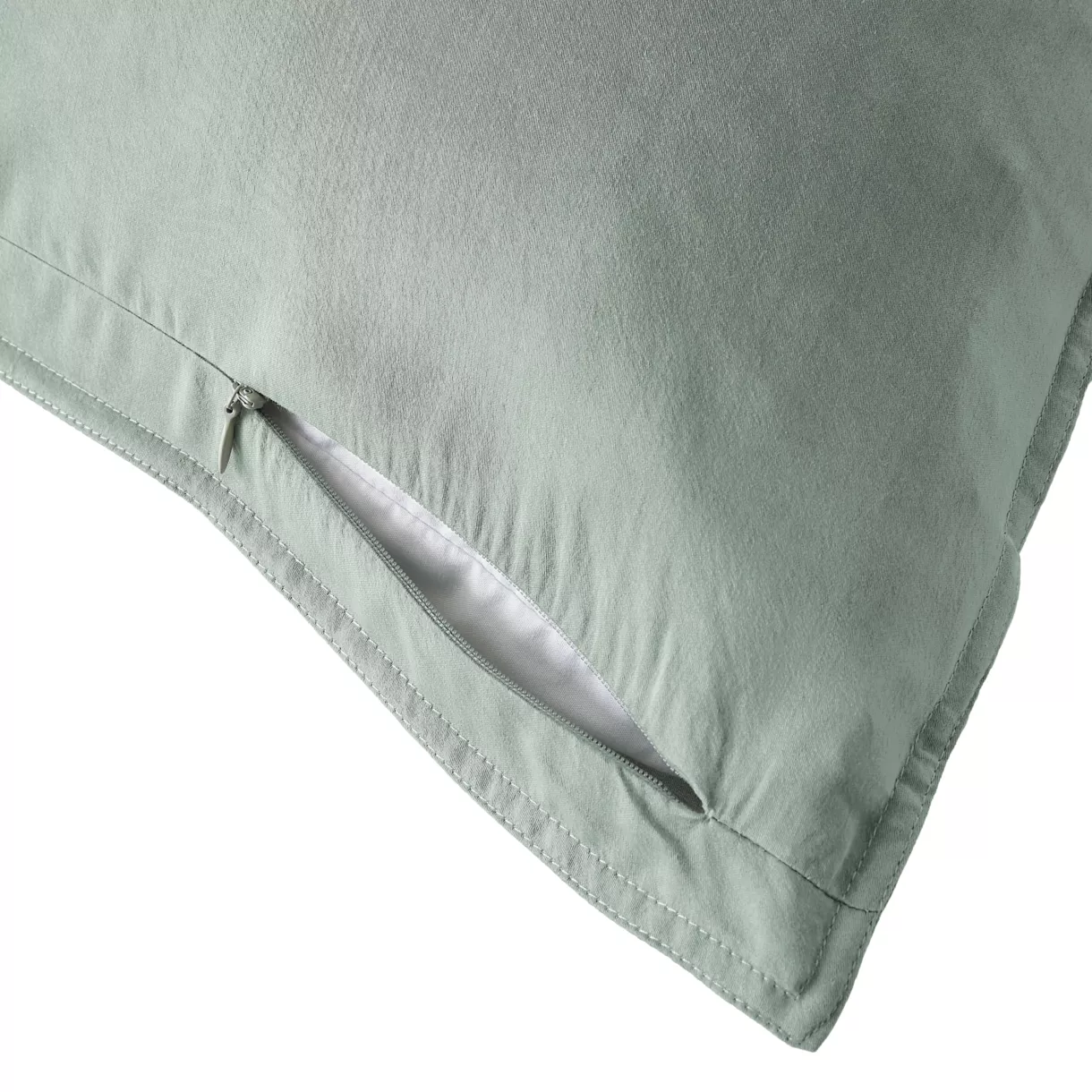 Taie d'oreiller rectangulaire lyocell Tencel™ lavé (50 x 80 cm) Olivia Vert eucalyptus