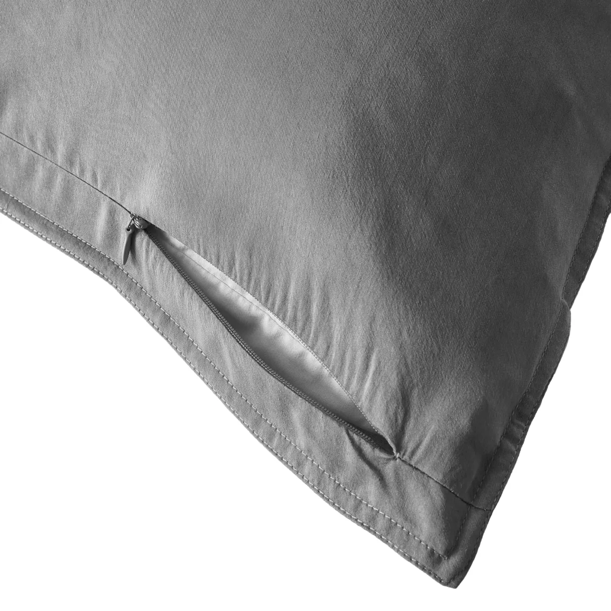 Taie d'oreiller rectangulaire lyocell Tencel™ lavé (50 x 70 cm) Olivia Gris granit 