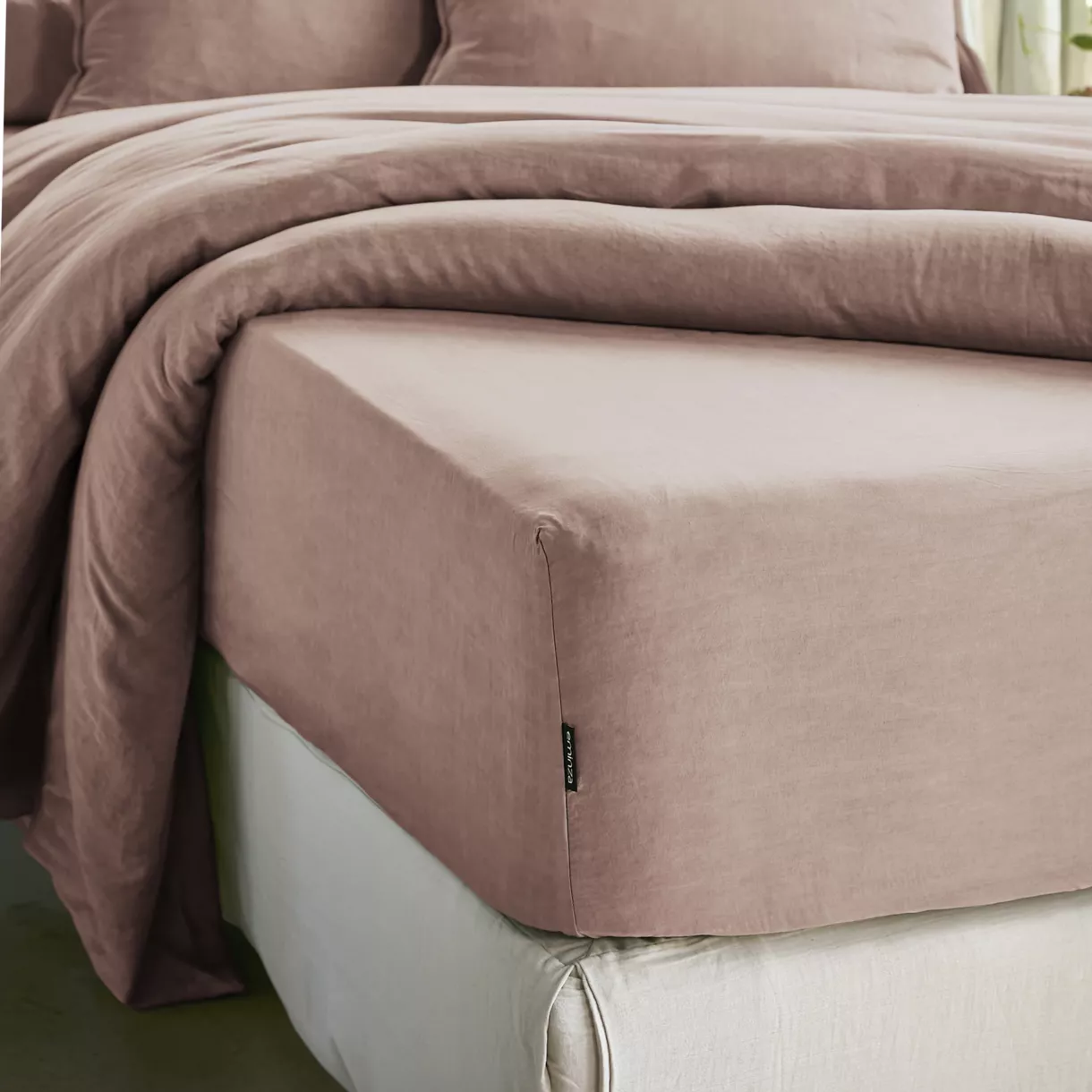 Hoeslaken gewassen TENCEL™ Lyocell (200 x 200 cm) Olivia Poederroze