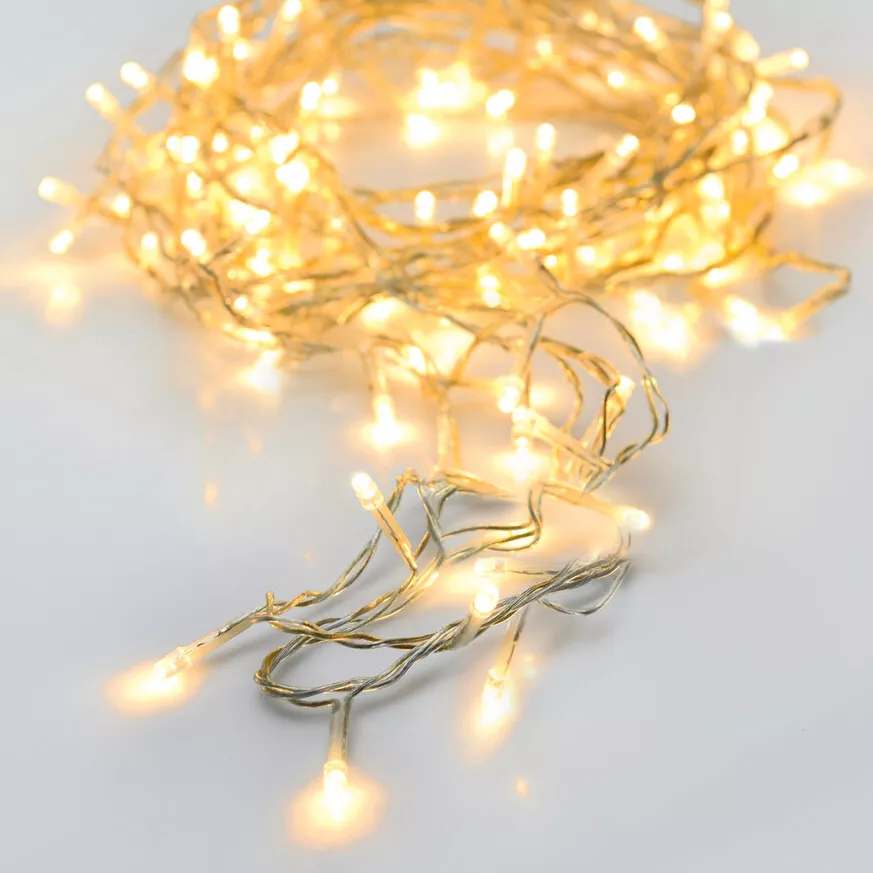 Guirlande lumineuse à piles 7,2 m 96 LED câble transparent Luxe Blanc chaud