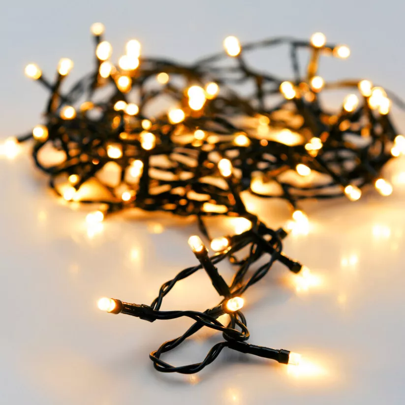 Guirlande lumineuse à piles 3,6 m 48 LED câble noir Luxe Blanc chaud