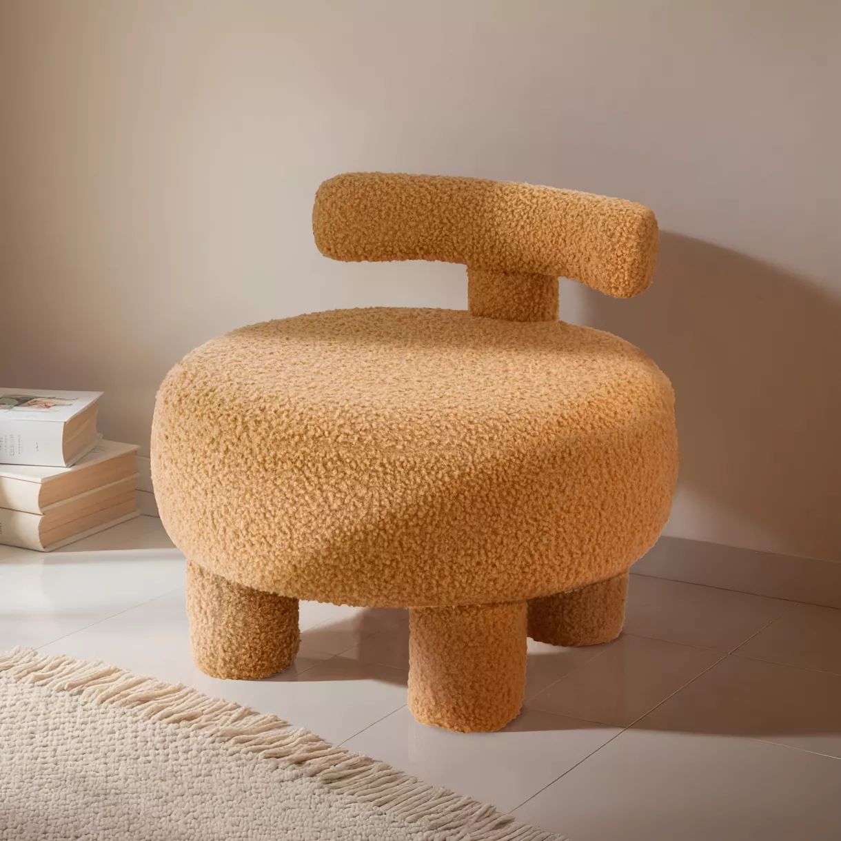 Sillón infantil rizado (H45 cm) Jade Amarillo ocre