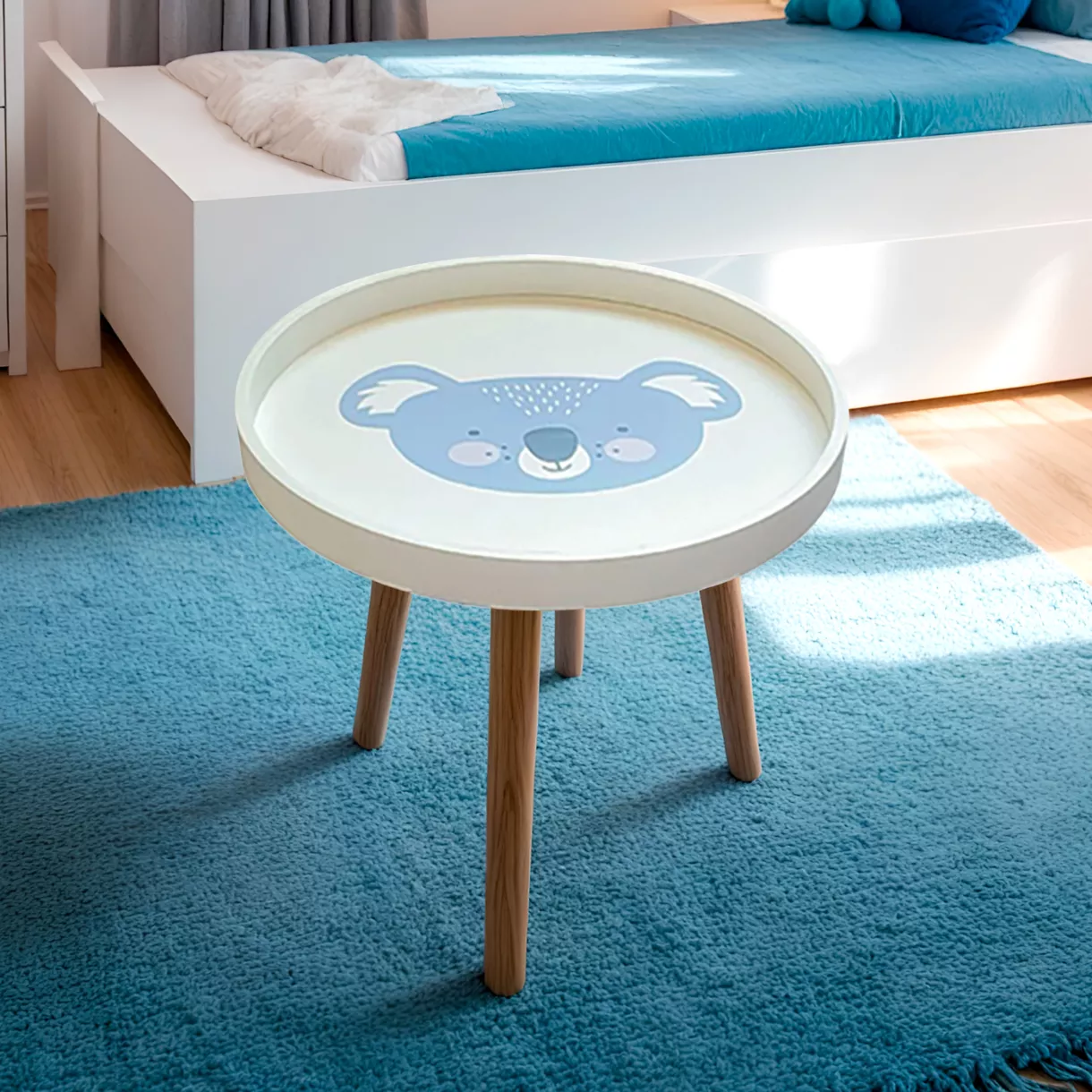 Kinder Beistelltisch Holz (D30 cm) Koala Blau