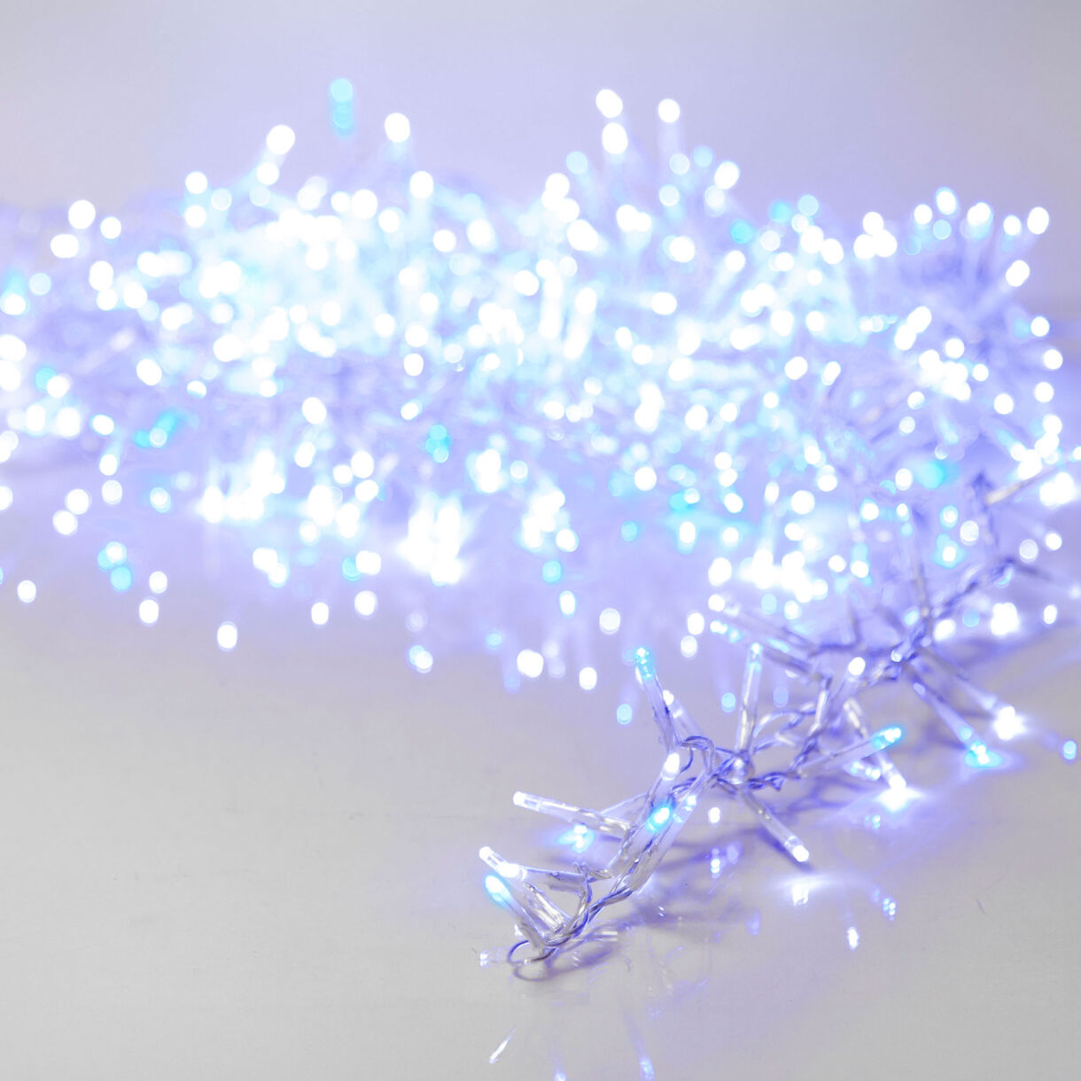 Lichterkette 16 m 750 LED Kabel transparent NewLuxe Zweifarbig Weiß/Blau