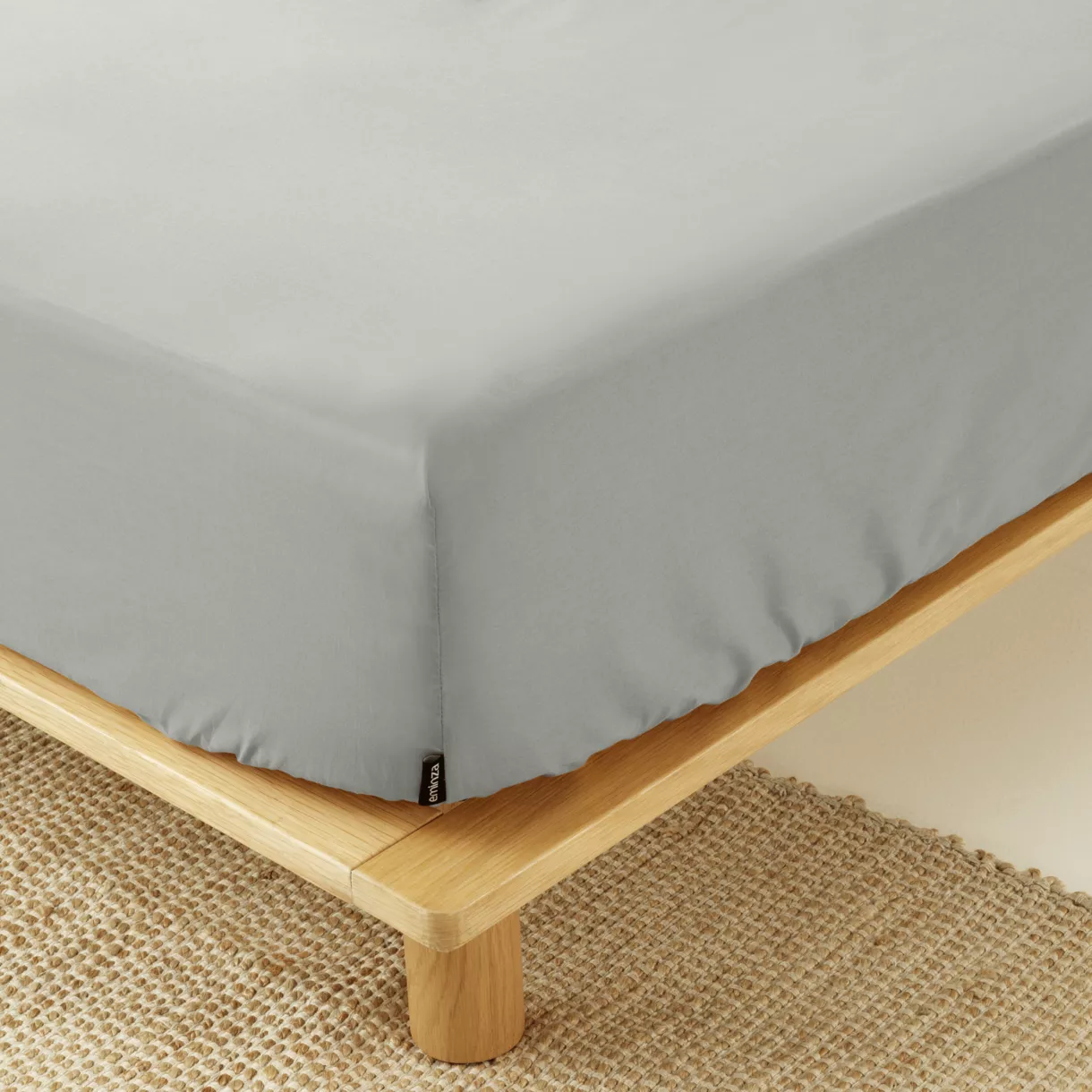 Drap housse percale de coton (140 x 200 cm) Cali Gris clair