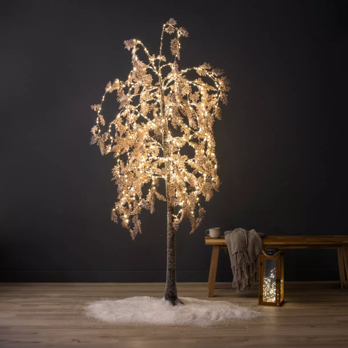 Verlichte treurwilg Witte bloesem H200 cm Wit 1