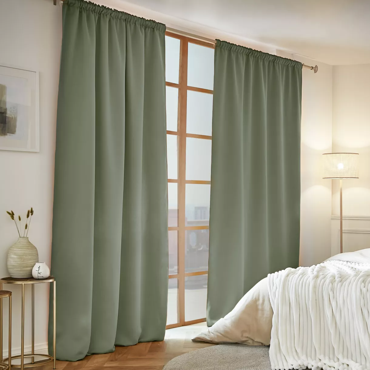 Rideau obscurcissant thermique galon fronceur (140 x 240 cm) Calore Vert kaki